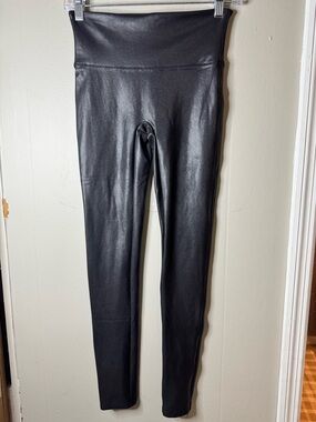 SPANX Faux Leather Leggings – Women's Size Small – Black High Rise Shaping Leggi